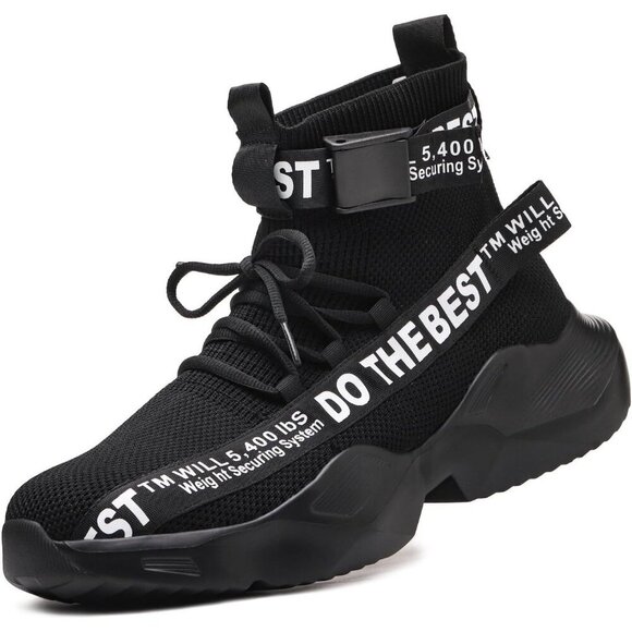 Unisex Black Comfortable Lightweight Safety Sneakers for Industrial Work